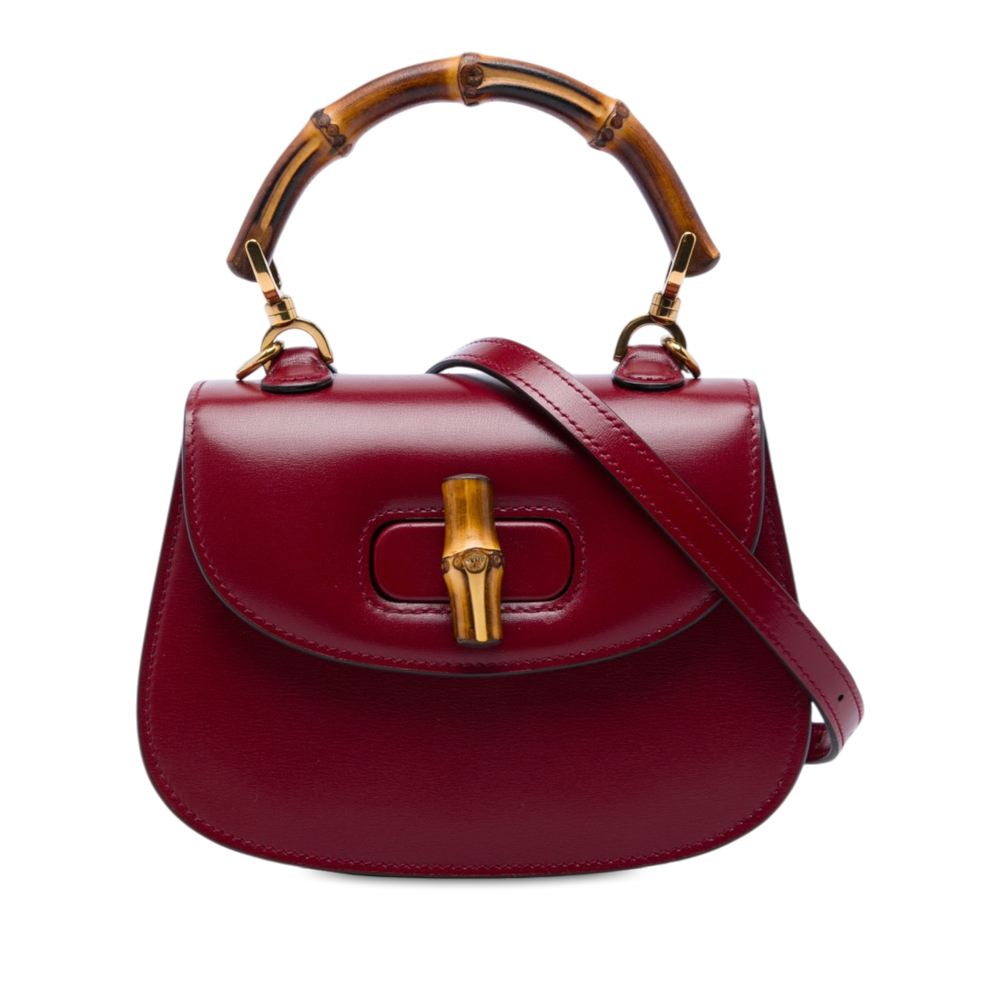 Pre-Loved Gucci Mini Calfskin Web 1947 Bamboo Top Handle Bag